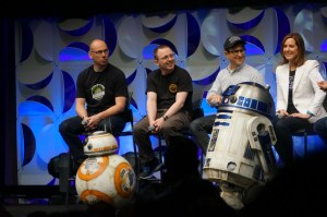 'New 'droid BB-8 and R2-D2 at Star Wars: Celebration in 2015. 